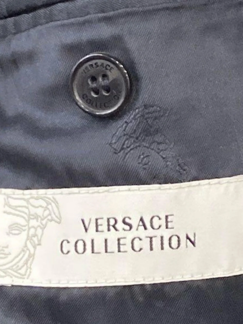 Versace Men's Navy Textured Blazer - Classic Single-Breasted Jacket